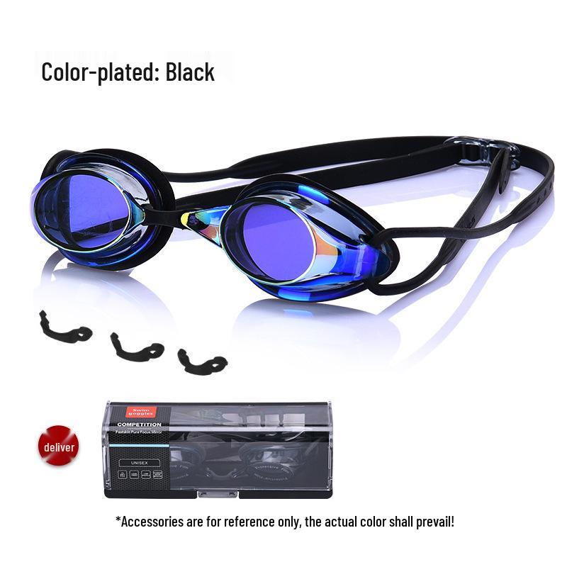 High-Definition Waterproof Anti-Fog Color-Plated Racing Swimming Goggles