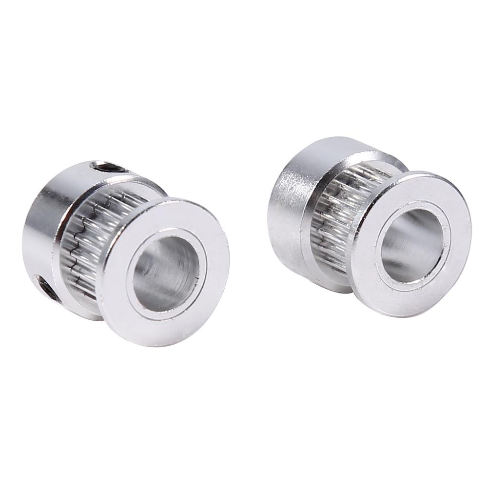 2pcs Aluminum Alloy Timing Pulley Wheel Synchronous Belt Pulley 20 Teeth 6mm Width 2GT Timing Belt with Bearings for 3D Printer
