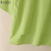 ZANZEA Women Summer Round Neck Loose Casual Half Sleeve Blouse
