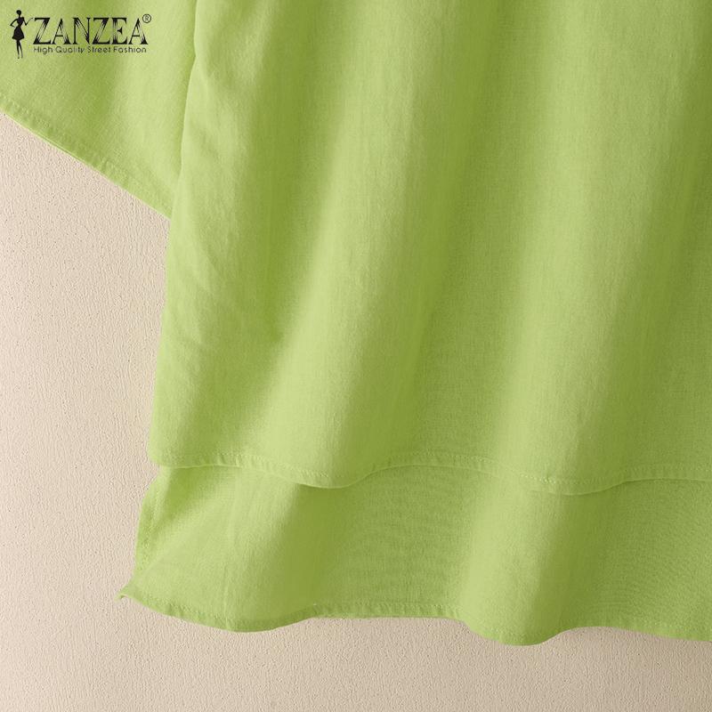ZANZEA Women Summer Round Neck Loose Casual Half Sleeve Blouse