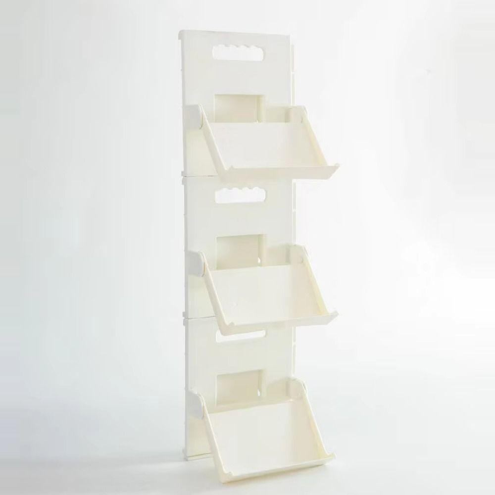 Foldable Vertical Shoe Rack Wall Mounted Easy Assembly Narrow Shoe Shelf Stackable Multipurpose Slippers Storage Stand Bathroom