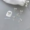 10 Pcs Glossy Silver Ribbon Nail Art Charm 3D Metal Alloy Bows Silk Ribbon Nail Decoration Diy Retro Metallic Nail Accessories