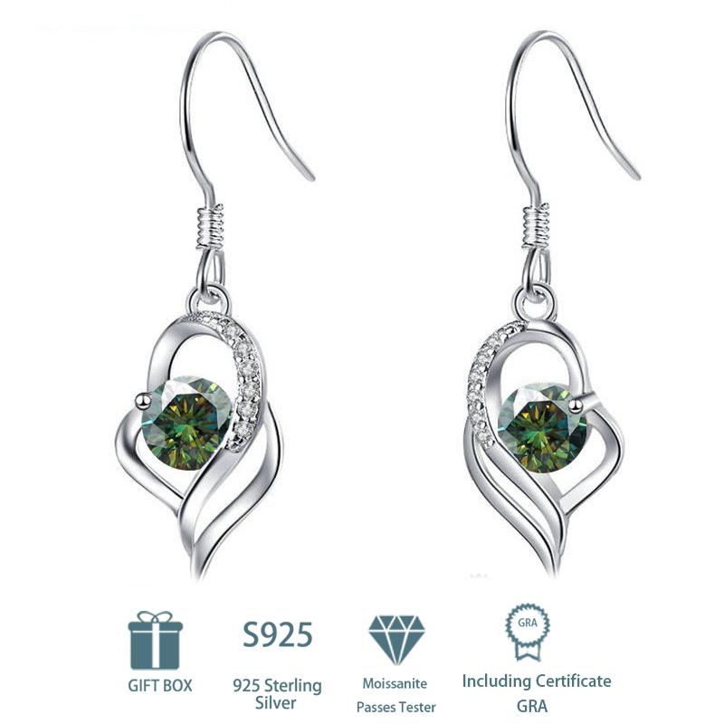 

Танциз стерлингового серебра 925 пробы муассанит серьги серьги-капли для женщин подарки на свадьбу 0.5CT and 0.5CT темно-зеленого