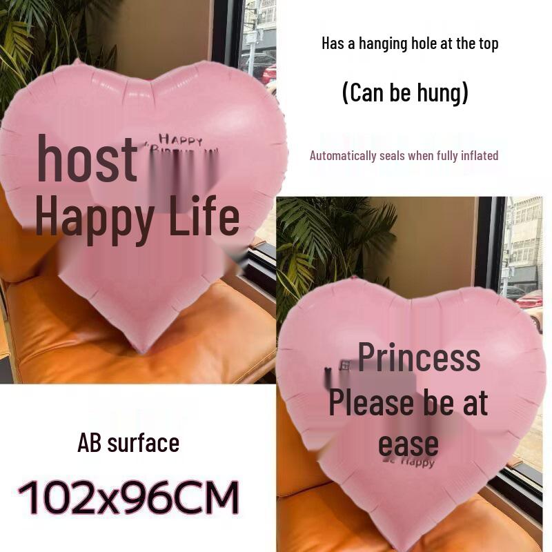 Qixi Valentine's Day Romantic Pink Heart & Star Balloons for Weddings & Birthdays