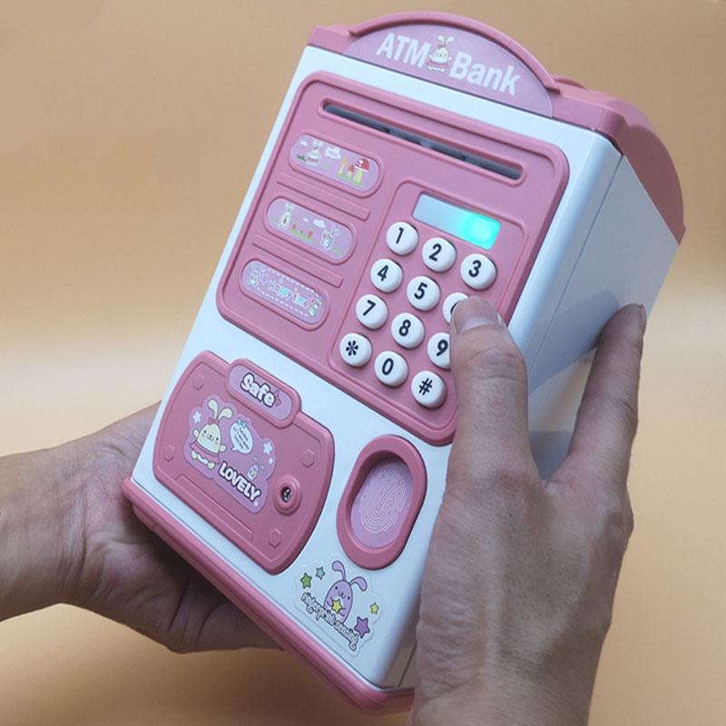 Tirelire avec empreinte digitale Tirelire électronique ATM Coffre-fort pour pièces de monnaie Grande tirelire Serrure à mot de passe pour enfants