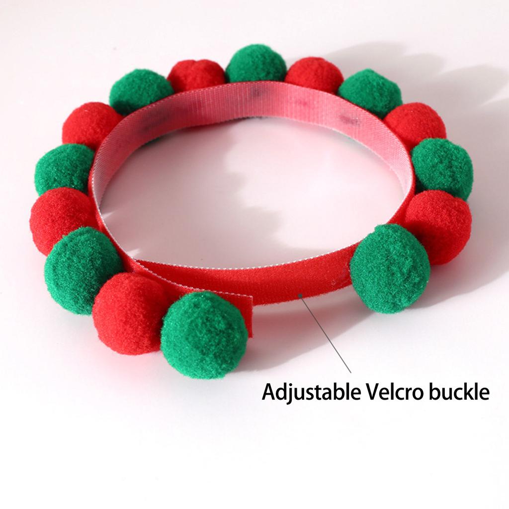 Set of 5 Soft Plush Cat Collars with Colorful Pompoms for Cat Dogs Birthday Party Cat Neckwear Festival Pet Collars