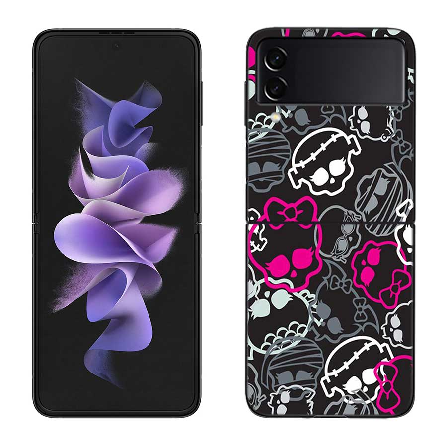 Witch Girl And Cat Case for Samsung Galaxy Z Flip 6 Flip 5 4 3 5G Black Cell Phone Cover Z Flip 5 Luxury PC Shell Coque