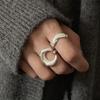 925 Silve Frosted Moon Ring for Women Girl Letter Versatile Irregular Jewelry Gift