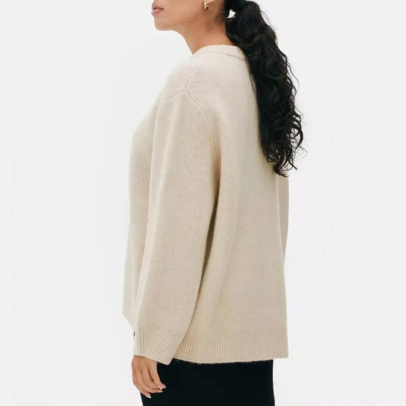 Women Sweaters Knit Basic Pullover Long Sleeve Round Neck Solid Spring Streetwear Knitwear Loose Elegant Jumper Female Tops
