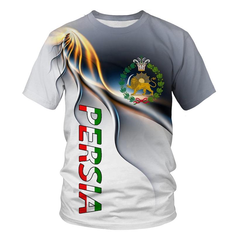 Hengyuan17 Nieuwe Mode Mannen Perzi&euml; Vlag 3D Print T-shirt Casual Top Korte Mouw Gedrukt O Hals T-shirt 5XL