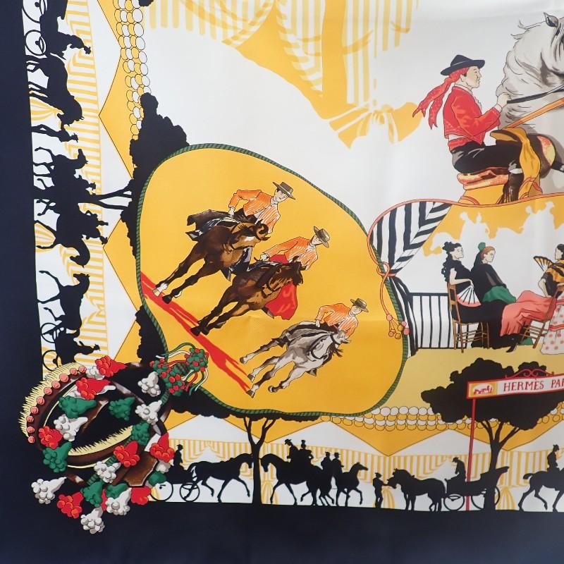 HERMES   scarf black/yellow silk Women