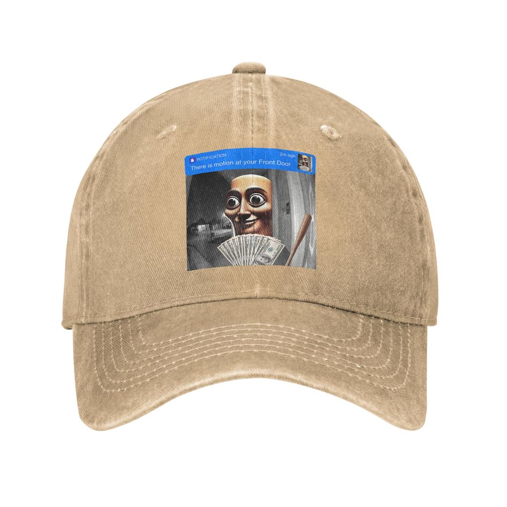 Front Door Motion Tung Sahur Meme Baseball Cap Unstructured Unisex Brainrot Distressed Washed Snapback Cap Summer Adjustable Hat