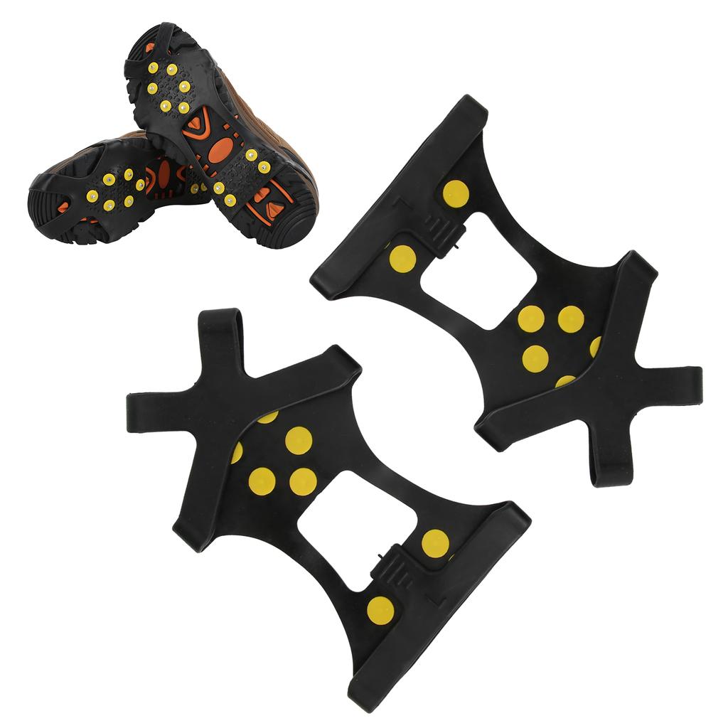 10 Studs AntiSkid Snow Ice Climbing Shoe Spikes Ice Grips Cleats Crampons Shoes Cover(Crampon Nonslip Shoe Cover M )