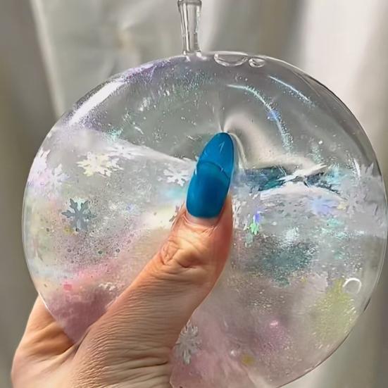 Clear Glitter Fruit Squeeze Toy Anxiety Relief Snowflake Sequins Fruit Stress Ball Slow Rising Stretchy Fruit Sensory Fidget Toy Party Favors