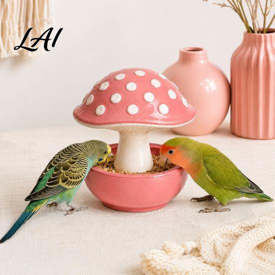 Corrosion Resistant Bird Feeder Resin Mushroom Feeder Spill Proof No Mess Cage