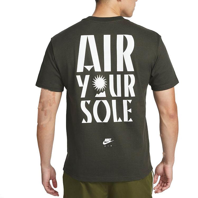 Nike Letter Print Logo Crew Neck Cotton Casual Short Sleeve T-Shirt Men Tops Green DQ1017-355