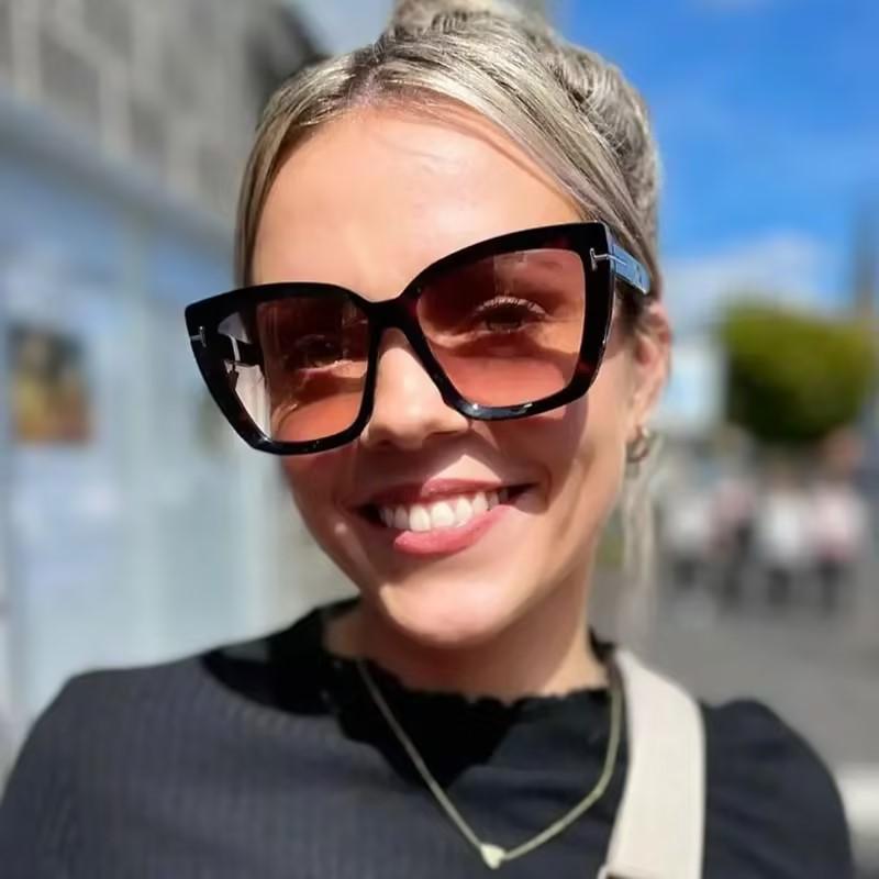 Brand Designer Cat Eye Sunglasses W omen Vintage High Quality Sun Glasses Fashion Big Frame Cool Sexy Female Oculos