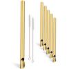 8Pcs Stainless Steel Straw Reusable Pearl Milkshake Bubble Tea Straws with Brush Stirring Smoothie Spoon Shaped Straw Set