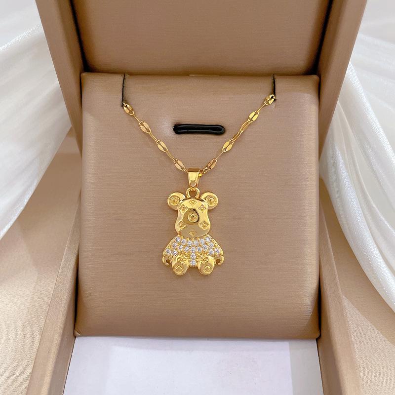 Women's Exquisite Clavicle Necklace with Titanium Steel, Copper, and Gold-Plated Micro-Inlays