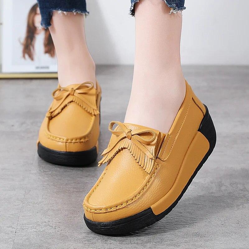 Женские мокасины на толстой подошве на платформе без застежек Повседневные элегантные — фото 13