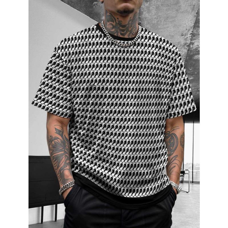 Bohemian Bandana Patterned Short - Sleeve Tops Summer Round Neck 3D Print Fashionable Casual Men's T-shirts