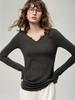 Women's Relaxed Fit V-Neck Long-Sleeve Shirt, 2025 Autumn Slimming Design In Classic Old Money Style
