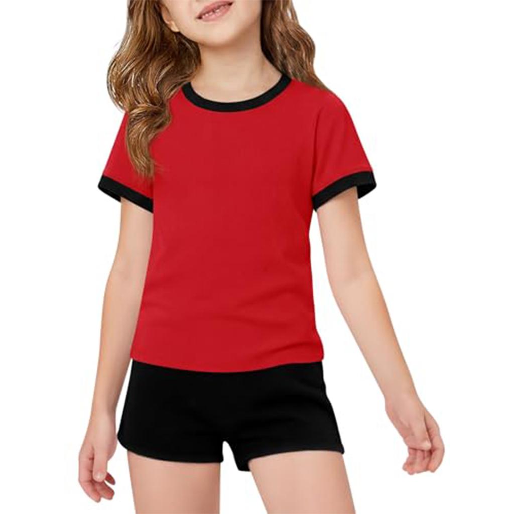 Kid Patriotic Outfit - Short Sleeve & Shorts 2-Piece Set For Girl