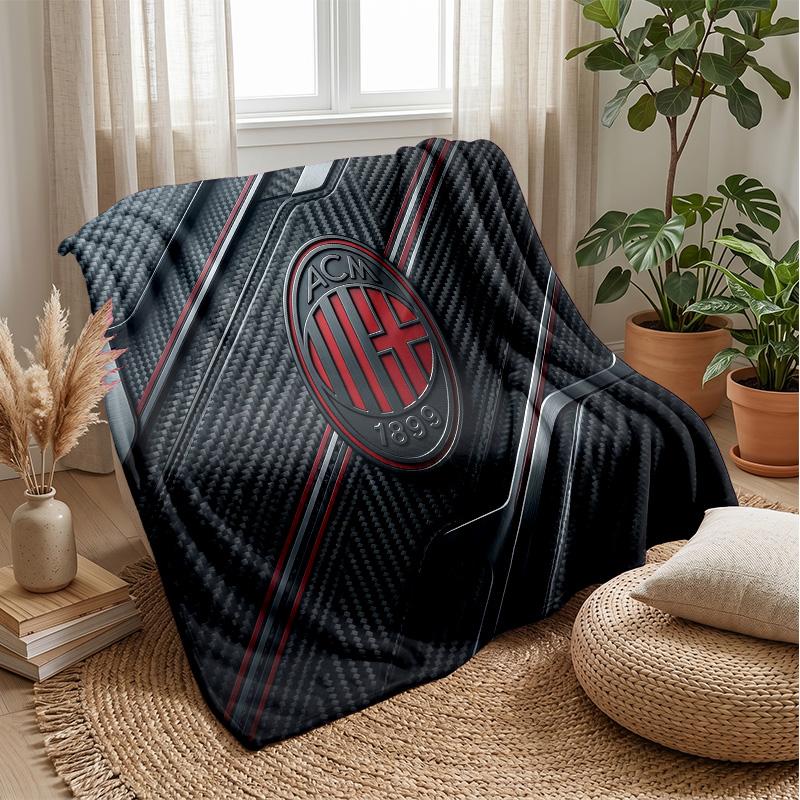 AC Milan Theme Blanket Soft Flannel Blanket Plush Throw Blanket Cozy Sofa Bed Blanket for Home Decor