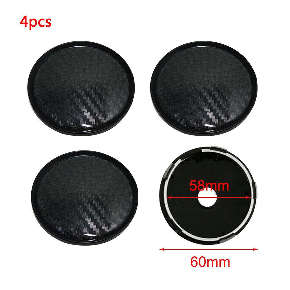 60mm Black Carbon Fiber Wheel Center Hub Cap Rim Hub Cover Auto Accessories