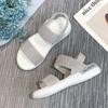 Sports sandals women's elastic elastic 2021 summer new student flat-bottomed outer wear fairy style Roman beach women's shoes