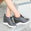 Women's slope heel single shoes spring and autumn inner height increase casual lace-up low-top shoes