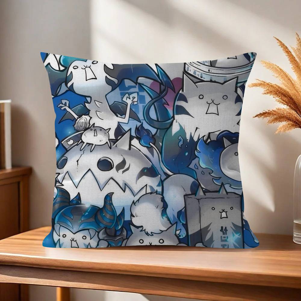 Game BBattle Cats Anime  Cushion Cover Inches Farmhouse Decor Home Throw Pillow Covers for Couch Decorations