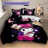 Kawaii Halloween Kuromi Print 3Pcs Bedding Setduvet Cover With 2 Bedropillowcase Home Birthday Gift