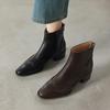 Krazing Pot Sheepskin Winter Round Toe Chelsea Boots Med Heels Zipper Carving Decoration Women Ankle Boots