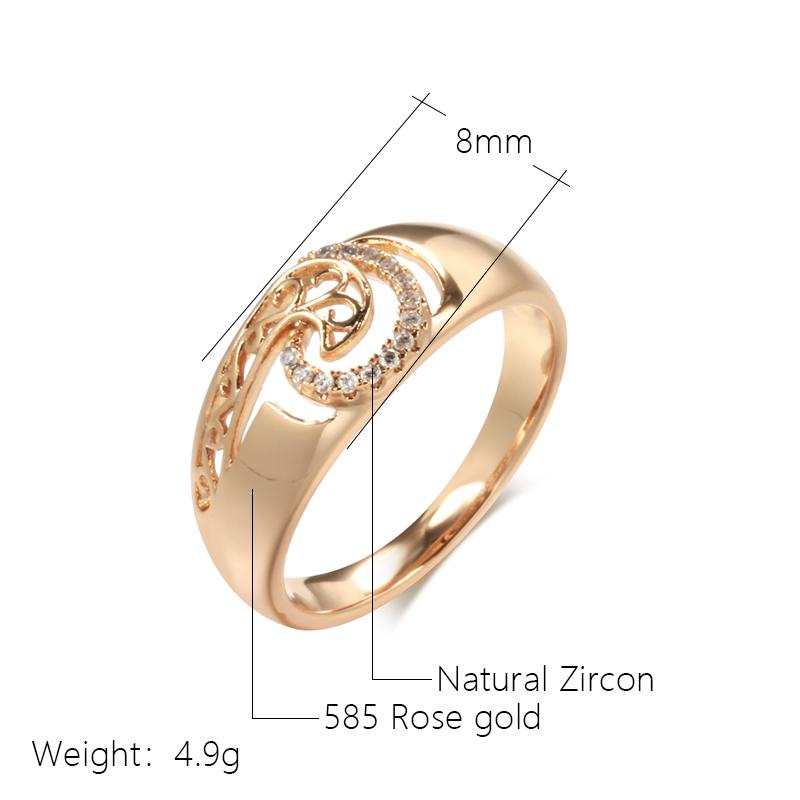 Trendy Unique Women Rings Rose Gold With Natural Zircon Hollow Pattern Ethnic Wedding Rings Fashion Jewelry Gift