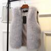 Women Imitation Fur Vest V-neck Sleeveless Open Front Plush Texture Solid Color Waistcoat Winter Thickened Vest Coat