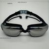 Professional Racing Swim Goggles Anti-Fog Waterproof PC Polycarbonate Material Integrated Ear Plugs Adult Use White Frame for Competitive Swimming