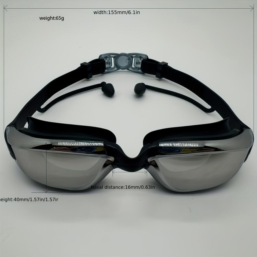 Professional Racing Swim Goggles Anti-Fog Waterproof PC Polycarbonate Material Integrated Ear Plugs Adult Use White Frame for Competitive Swimming