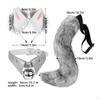 Faux-Faux-Fleece Cat Ears Headband and Tail Bell Collar Set Soft