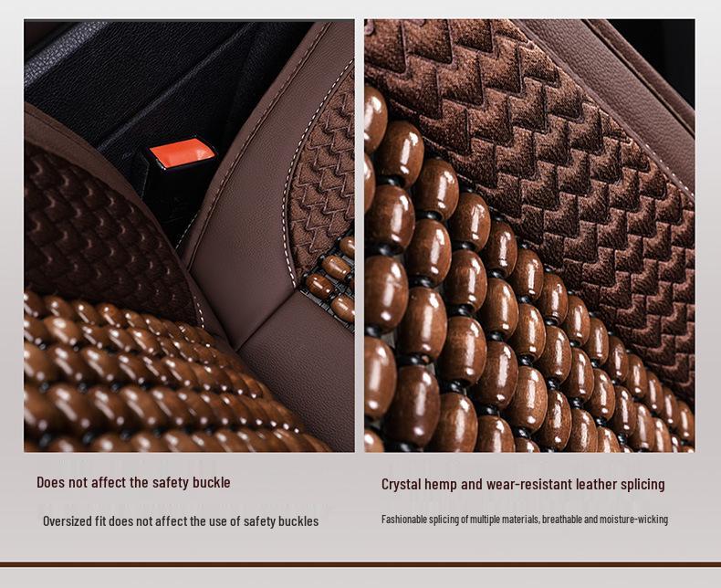 Wood Bead Ventilated Car Seat Cushion with Lumbar Support - Universal Four Seasons Cool Pad