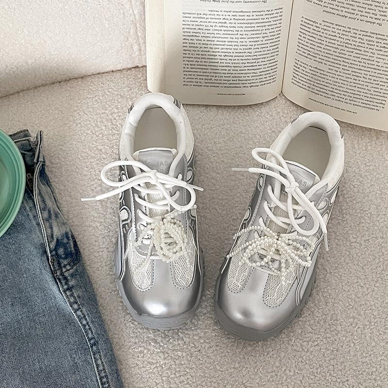 Silver Ballet Style Small Man Inner Height Increase Moral Training Shoes Women's 2025 New Summer Advanced Sense Versatile White Shoes