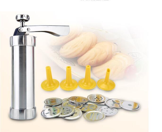 Cookie Press Kit Biscuits Maker Tools Set With 20 Cookie Press Molds Pastry Piping Nozzles Cake Decorating Sets  DIY Baking Tool