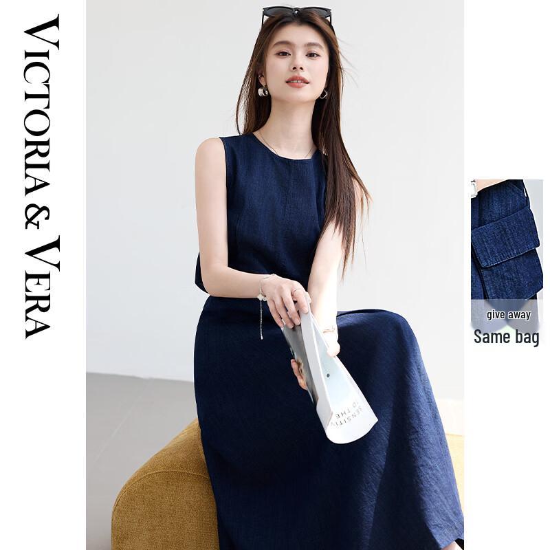 VICTORIA&VERA Women s Denim-Style Sleeveless Mid-Length Dress XL