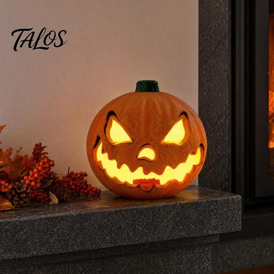 Reusable Halloween Decor Evil Pumpkin Lantern, Large LED Light Up Jack O Lantern Indoor for Party Scene, Spooky Outdoor Decoration, Trick or