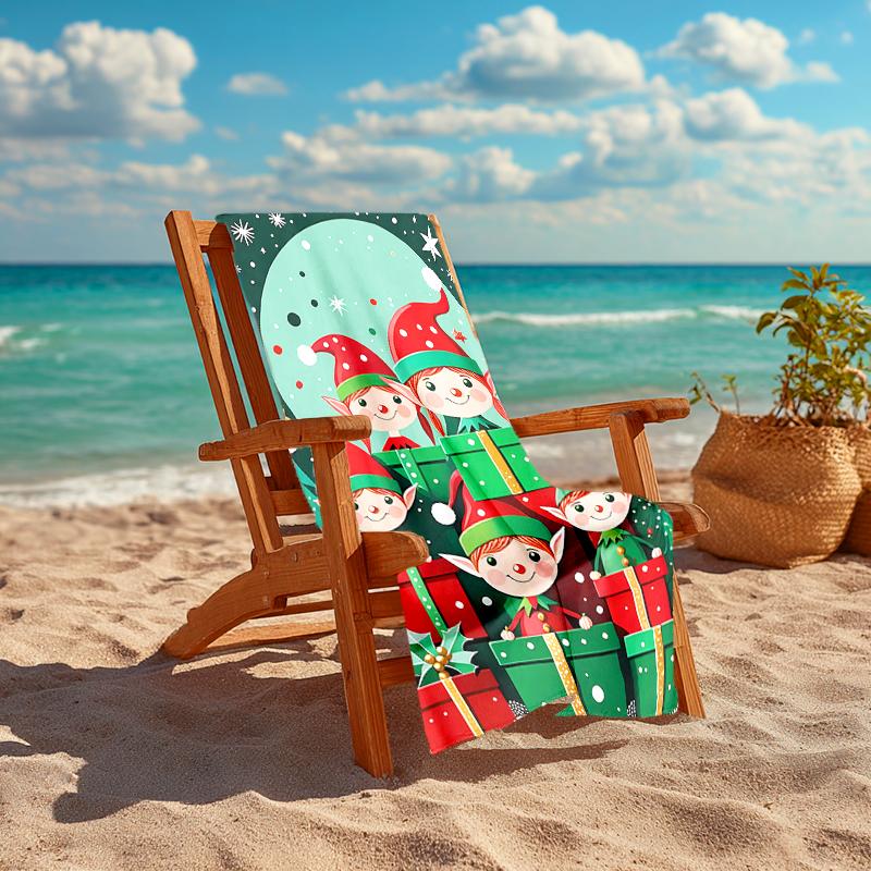 Ultra-Soft Beach Towel with Christmas Santa Claus Theme,Ideal for Pool - Camping, Diving - Perfect Travel Essential, Vibrant Beach Towel.