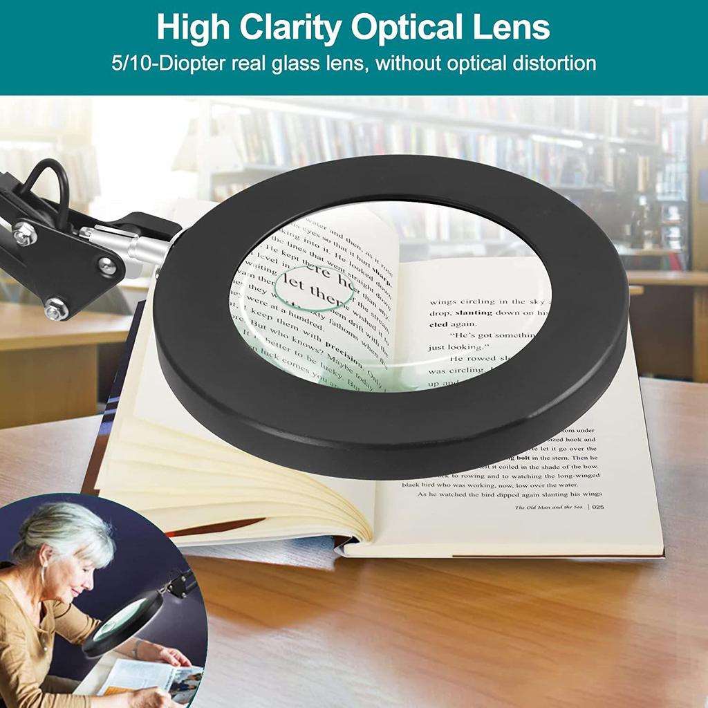 Foldable LED Magnifying Desk Lamp for Eye Protection, Reading, Nail Art, Tattoo, and Repair Work