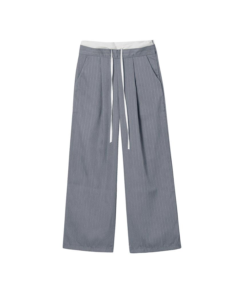 THE GREEN LAB Double Waist Stripe Slacks [Gray]