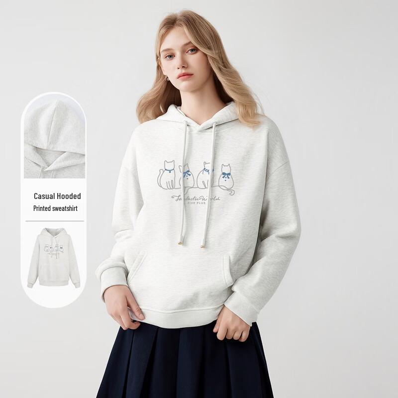 FivePlus Women s Cartoon Cat Hooded Sweatshirt L