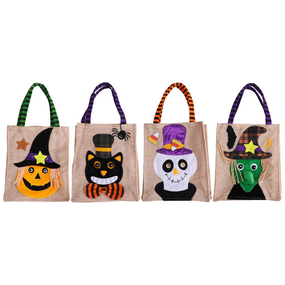 Kids Ornament Trick Or Treat With Handle Tote Bag Candy Bag Halloween Decoration Gift Pouch