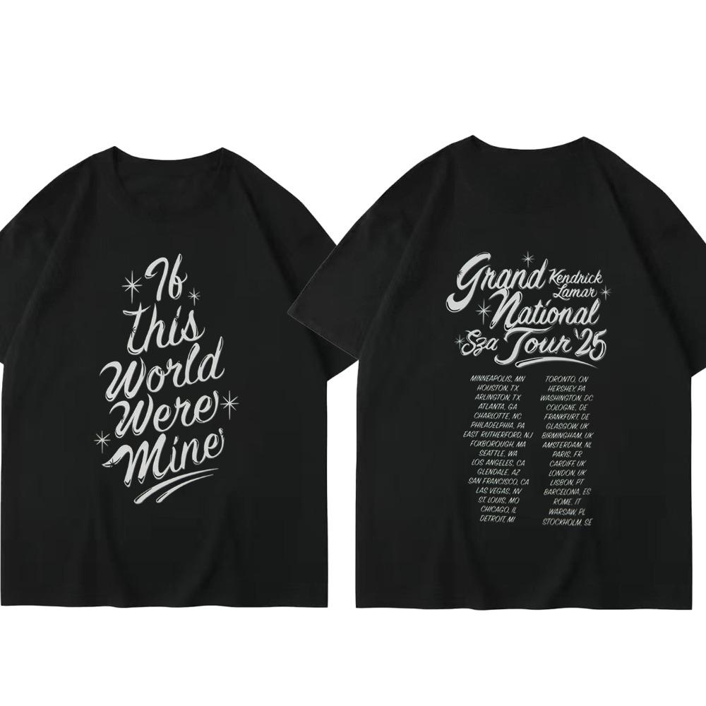 Rapperka SZA Grand National Tour Potiskové tričko Vintage Punk Unisex Oversized Pánské Hip Hop Harajuku Bavlna Kulatý výstřih Topy Tričko
